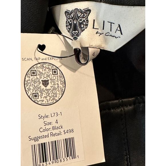 Lita by Ciara Leather Biker Shorts - 100% Lamb Leather Black - size 4 - Picture 15 of 15